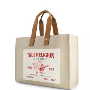 True Religion Beige Tote Bag